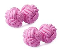 HONEY BEAR Round Silk Knot Elastic Fabric Cufflinks for Men Women 1 Pair