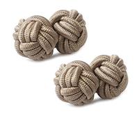 HONEY BEAR Round Silk Knot Elastic Fabric Cufflinks for Men Women 1 Pair