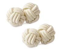 HONEY BEAR Round Silk Knot Elastic Fabric Cufflinks for Men Women 1 Pair
