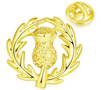 HONEY BEAR Scotland Scottish Thistle Collar Brooch Label Pins Badge for Mens' Suit Hats/Women's Shirt for Business Wedding Gift (Gold)
