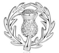 HONEY BEAR Scotland Scottish Thistle Collar Brooch Label Pins Badge for Mens' Suit Hats/Women's Shirt for Business Wedding Gift (Silver)
