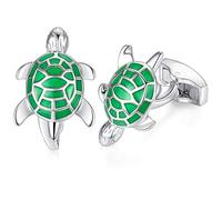 HONEY BEAR Sea Turtle Green Cufflinks for Men Wedding Business