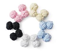 HONEY BEAR Silk Knot Elastic Fabric Cufflinks 5 Pairs Set for Men/Women