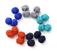 HONEY BEAR Silk Knot Elastic Fabric Cufflinks 5 Pairs Set for Men/Women