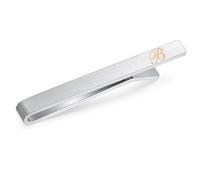 HONEY BEAR Silver 5.4cm Initial Letter Tie Clip Bar for Men Wedding Gift | Steel-Plated Copper Base, Thickened, Rounded Corners, Easy to Slide On, No Snag or Wrinkle