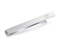 HONEY BEAR Silver 5.4cm Initial Letter Tie Clip Bar for Men Wedding Gift | Steel-Plated Copper Base, Thickened, Rounded Corners, Easy to Slide On, No Snag or Wrinkle