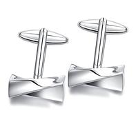 HONEY BEAR Silver Twist Knot Cufflinks for Men Wedding Business