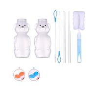 Honey Bear Spill-Proof Straw Cup, Squeezable Therapy & Special Needs Assistive Drink Container with Leak Resistant Lid & Long Straws