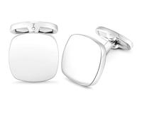 HONEY BEAR Square Cufflinks for Mens Business Wedding Gift with Box (Shinny Silver)