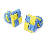 HONEY BEAR Square Silk Knot Elastic Fabric Cufflinks for Men/Women