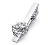 HONEY BEAR Thistle Thistle Flower Scotland Tie Clips for Men, 2.12inch Normal Size Copper, 5.4cm Silver