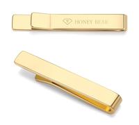 HONEY BEAR Tie Clip Bar for Men 1.57"/1.97"/2.12"/2.36" Standard/Skinny Size Business Wedding Gift Thick Thicker with Box,4/5/5.4/6cm (Shinny Gold 4cm)