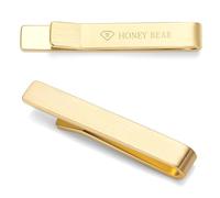 HONEY BEAR Tie Clip Bar for Men 1.57"/1.97"/2.12"/2.36" Standard/Skinny Size Business Wedding Gift Thick Thicker with Box,4/5/5.4/6cm (Brushed Gold 4cm)