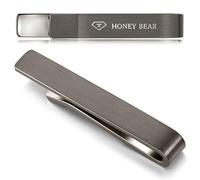 HONEY BEAR Tie Clip Bar for Men 1.57"/1.97"/2.12"/2.36" Standard/Skinny Size Business Wedding Gift Thick Thicker with Box,4/5/5.4/6cm (4cm Brushed Gun Black)