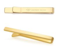 HONEY BEAR Tie Clip Bar for Men 2.12inch Standard Size Business Wedding Gift Thick Thicker with Box,5.4cm (Shinny Gold 5.4cm)