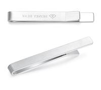 HONEY BEAR Tie Clip Bar for Men 2.12inch Standard Size Business Wedding Gift Thick Thicker with Box,5.4cm (Brushed Silver 5cm)