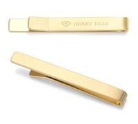 HONEY BEAR Tie Clip Bar for Men 2.12inch Standard Size Business Wedding Gift Thick Thicker with Box,5.4cm (Brushed Gold Matte 5.4cm)