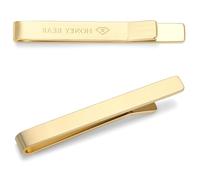 HONEY BEAR Tie Clip Bar for Men 2.12inch Standard Size Business Wedding Gift Thick Thicker with Box,5.4cm (Brushed Gold 5cm)