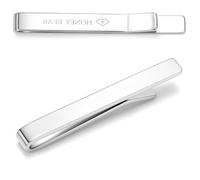 HONEY BEAR Tie Clip Bar for Men 2.12inch Standard Size Business Wedding Gift Thick Thicker with Box,5.4cm (Shinny Silver 5cm)