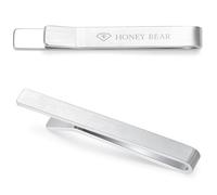 HONEY BEAR Tie Clip Bar for Men 2.12inch Standard Size Business Wedding Gift Thick Thicker with Box,5.4cm (Brushed Silver 5.4cm)