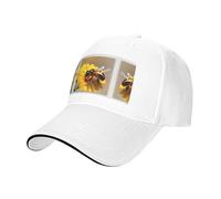 Honey Bee and Flower Pint Trucker Hat Baseball Cap, Baseball Cap Adjustable Sun Hat Golf Hats, Adjustable Classic Cap White