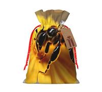 Honey bee and flower Print Birthday Gifts Wrap Bag Unique Drawstring Gifts Bag Canvas Bags for Party Wedding Present,1 Piece M