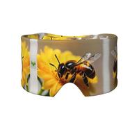 Honey Bee and Flower Print Sleep Eye and Ear Muffs for Sleeping with Adjustable Strap for Travel Nap Shift Work Office