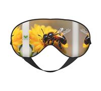 Honey Bee and Flower Print Soft Eye Mask for Women Men Comfortable with Adjustable Strap for Travel Yoga Nap Shift Work
