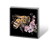 Honey Bee And Flowers Custom Lapel Pins Square Brooch Tie Suit Dress Accessories for Men Women Wedding Birthday