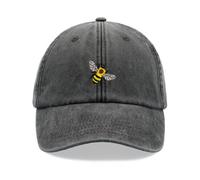 Honey Bee Baseball Cap Vintage Washed Unisex Dad Hat Adjustable Black