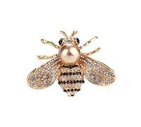 Honey Bee Brooches Crystal Insect Themed Bee Brooch Animal Fashion Shell Pearl Brooch Pin Gold Tone (Gold Pearl)