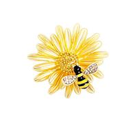 Honey Bee Brooches Crystal Metal Insect Daisy Plant Themed Bee Brooch Animal Brooch Pin Gold Tone Women Girls Pins Sweater Shawl Clips Safety Pins Dress Shirt Clips