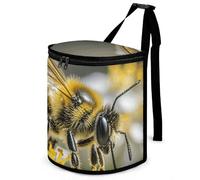 Honey Bee Car Trash Can with Lid, Leakproof Hanging Automotive Trash Bin, Waterproof Garbage Storage Bag for Vehicles, RV, Bathroom, Office
