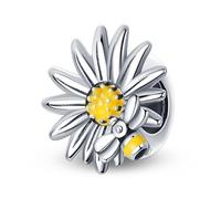 Honey Bee Cat Sister Mother Daughter Love Heart Dog sunflower Friend Flower Charm Bead Pendant 925 Sterling Silver Compatible With Pandora Charm Moments Bracelet (Sunflower Bee)
