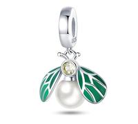 Honey Bee Cat Sister Mother Daughter Love Heart Dog sunflower Friend Flower Charm Bead Pendant 925 Sterling Silver Compatible With Pandora Charm Moments Bracelet (Pearl Firefly)