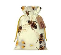 Honey Bee Christmas Drawstring Sack Gift Bag, Lightweight And Cute In Design