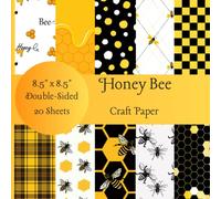 Honey Bee Craft Paper Pad: Decorative, Yellow, White and Black Bee Scrapbooking Paper for DIY Projects