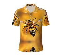 Honey-bee Golf Shirt for Men's -Polo Shirt Quick Dry Performance Short Sleeve-Fashion Designed Shirt Black