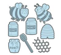 Honey Bee Honeycomb Bottle Stir Stick Metal Cutting Dies and Stamps Sets for Card Making Rubber Stamping Stamp Metal Die-cuts Template Mould Scrapbooking DIY Album Photo Decor