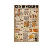 Honey Bee Knowledge Poster Vintage Metal Poster Canvas Poster Wall Art Decor Print Picture Paintings for Living Room Bedroom Decoration Unframe-style 16x24inch(40x60cm)