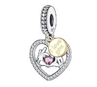 Honey Bee Koala Unicorn Rainbow Mouse Mother Daughter Love Heart Red Rose Flower Charm Bead Pendant 925 Sterling Silver Compatible With Pandora Charm Moments Bracelet (Mickey Heart Hands)