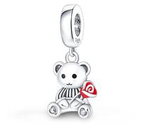 Honey Bee Koala Unicorn Rainbow Mouse Mother Daughter Love Heart Red Rose Flower Charm Bead Pendant 925 Sterling Silver Compatible With Pandora Charm Moments Bracelet (Teddy Bear Roses)