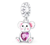 Honey Bee Koala Unicorn Rainbow Mouse Mother Daughter Love Heart Red Rose Flower Charm Bead Pendant 925 Sterling Silver Compatible With Pandora Charm Moments Bracelet (Koala Bear Heart)