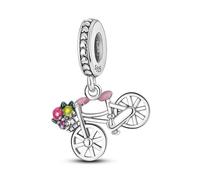 Honey Bee Koala Unicorn Rainbow Mouse Mother Daughter Love Heart Red Rose Flower Charm Bead Pendant 925 Sterling Silver Compatible With Pandora Charm Moments Bracelet (Bicycle Bike Flower Basket)