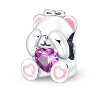 Honey Bee Koala Unicorn Rainbow Mouse Mother Daughter Love Heart Red Rose Flower Charm Bead Pendant 925 Sterling Silver Compatible With Pandora Charm Moments Bracelet (Teddy Bear Hide Seek)