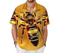 Honey-Bee Mens Shirts Casual Short Sleeve Button Down Shirt Beach Summer Vacation Holiday Wedding Tops, Black, XXL