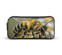 Honey Bee Pencil Case Large Capacity Zipper Pouch, Durable Pencil Box Organizer, Portable Small Cosmetic Bag for Office, Travel