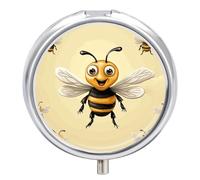 Honey Bee Pill Box Cute Medicine Organizer Travel Pillbox Waterproof Portable Pill Container Holder to Hold Vitamins Medication Fish Oil and Supplements