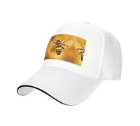 Honey-Bee Pint Trucker Hat Baseball Cap, Baseball Cap Adjustable Sun Hat Golf Hats, Adjustable Classic Cap White