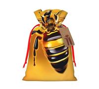 honey-bee Print Birthday Gifts Wrap Bag Unique Drawstring Gifts Bag Canvas Bags for Party Wedding Present,1 Piece S